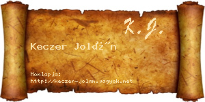 Keczer Jolán névjegykártya