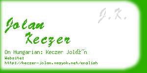 jolan keczer business card